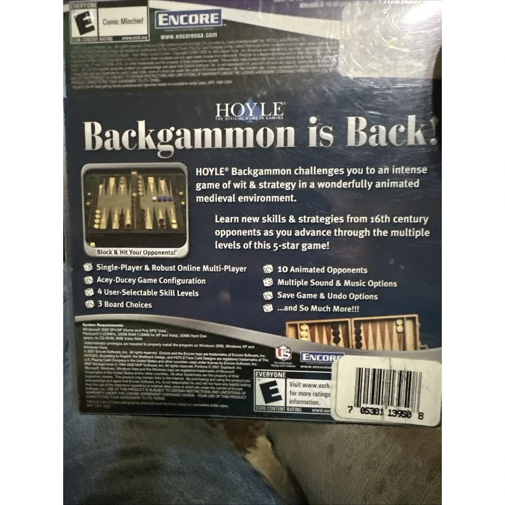Hoyle Backgammon & Board Games 2 Pack PC 2006 NEW SEALED 524871 Encore Software